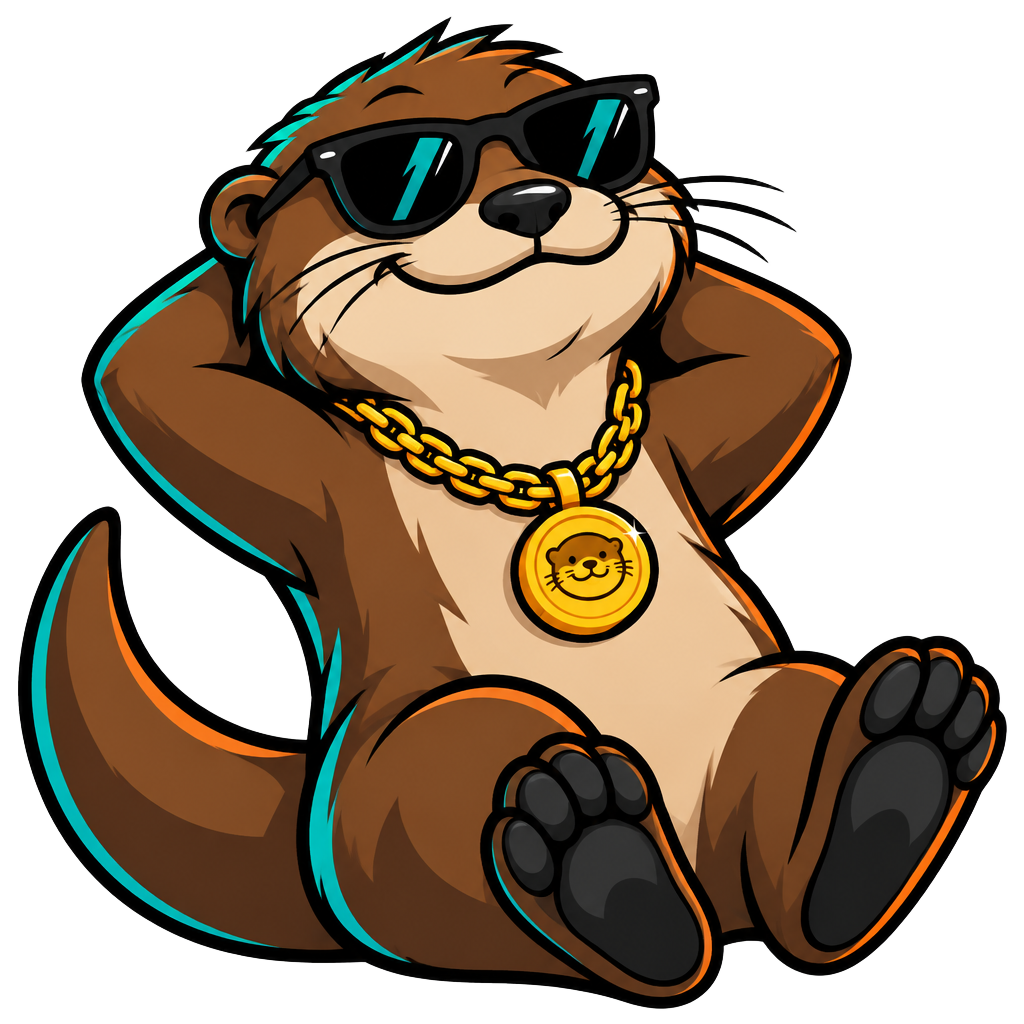 Degen the Otter in sunglasses and a gold chain